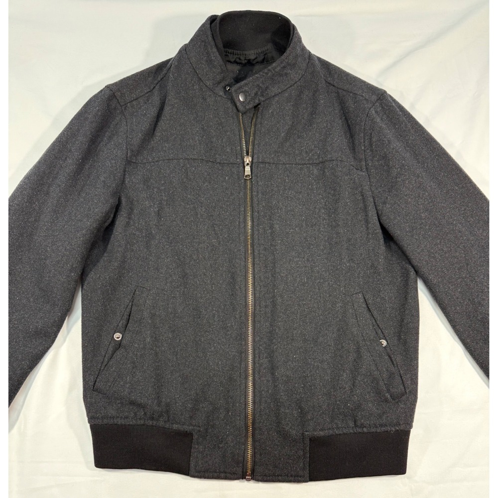 Banana Republic Mens Charcoal Gray Bomber Jacket Quilted Bib Layered Small